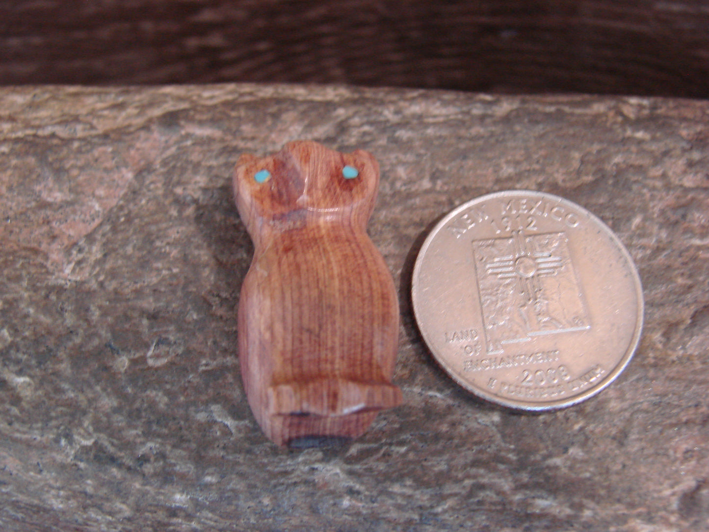 Native American Indian Hand Carved Cedar Owl Fetish - B. Phillips