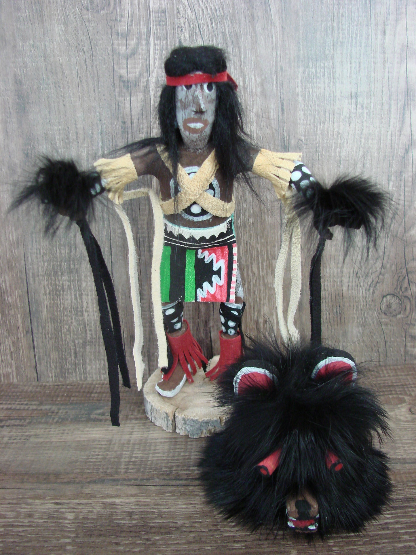 Native American Masked Black Bear Kachina Dancer by RS