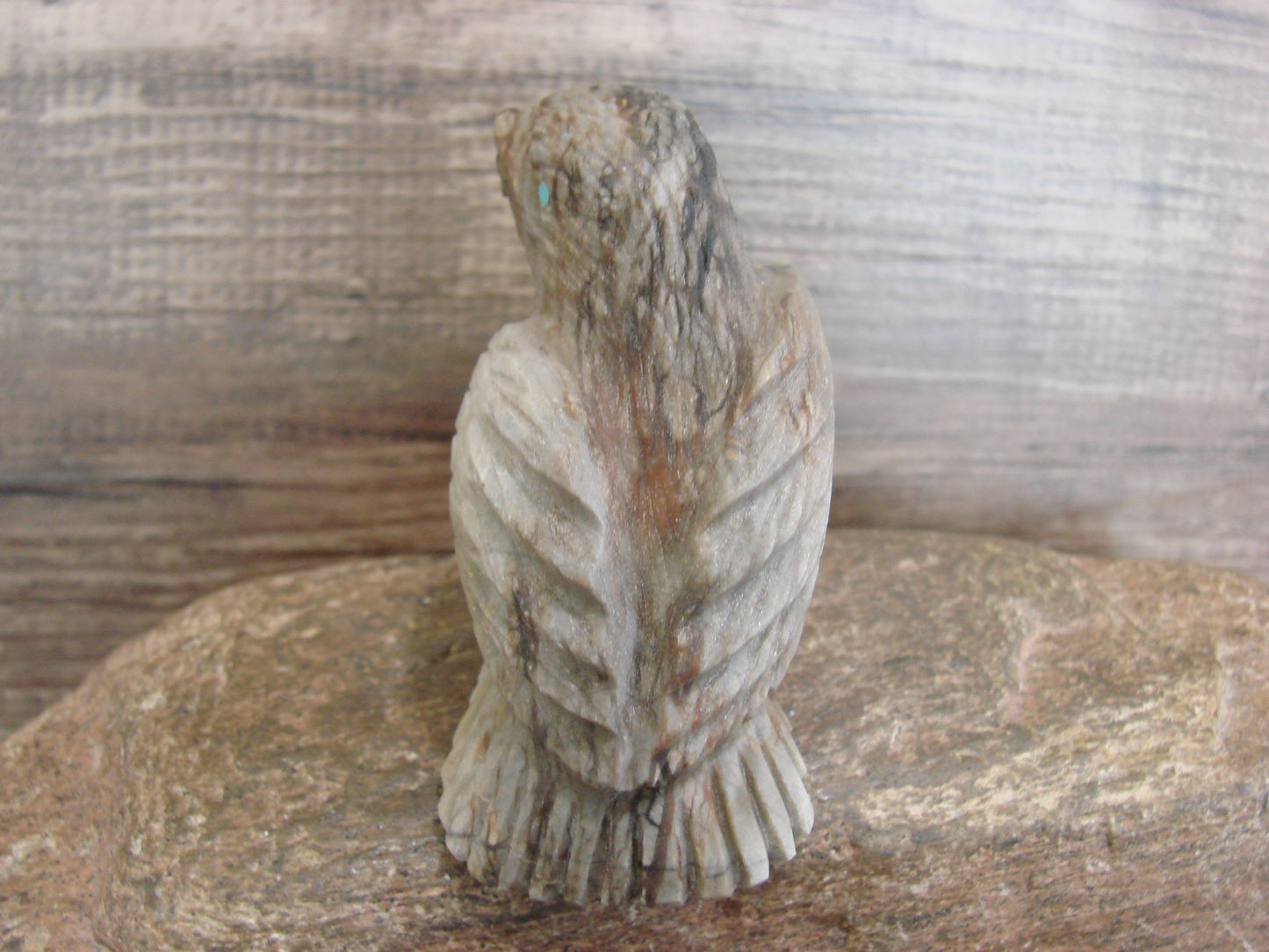Native American Zuni Indian Picasso Marble Eagle Fetish- Mackel