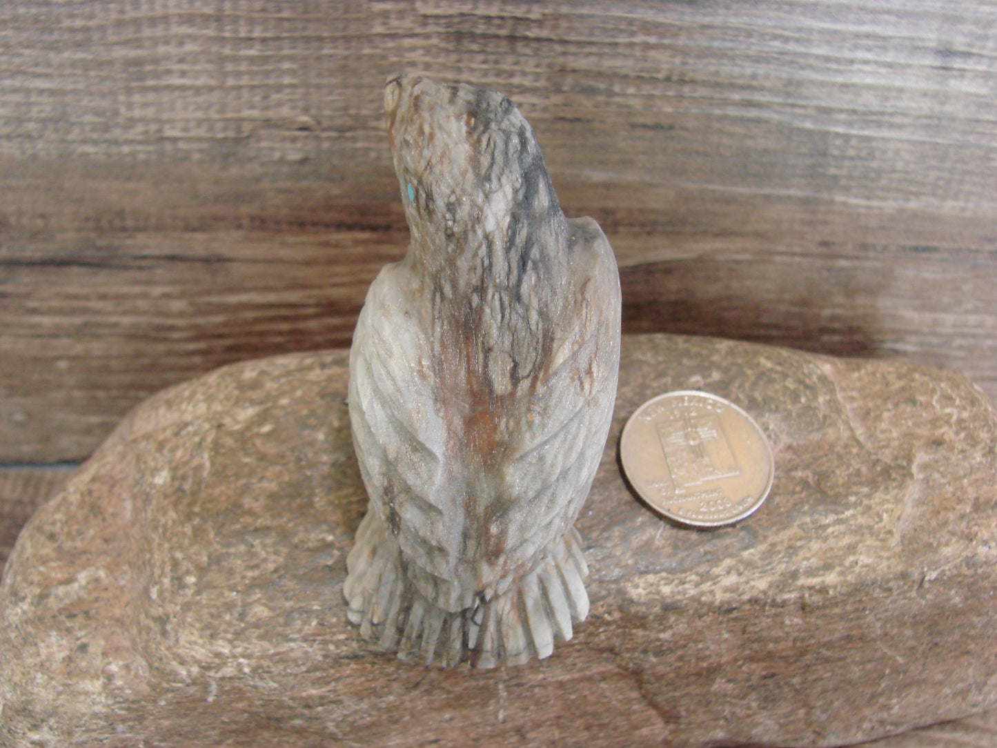 Native American Zuni Indian Picasso Marble Eagle Fetish- Mackel
