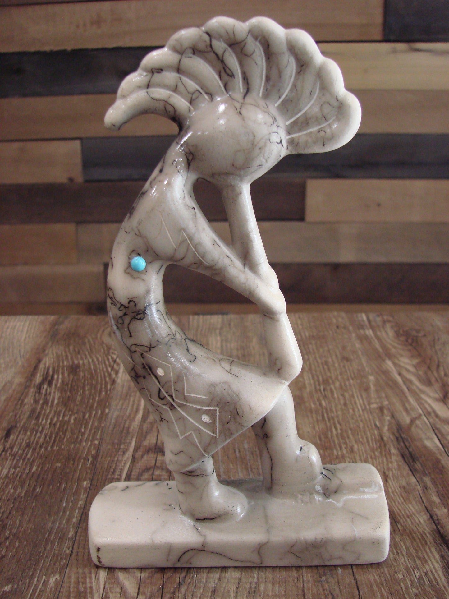 Native American Pottery Horse Hair Kokopelli Sculpture by Vail