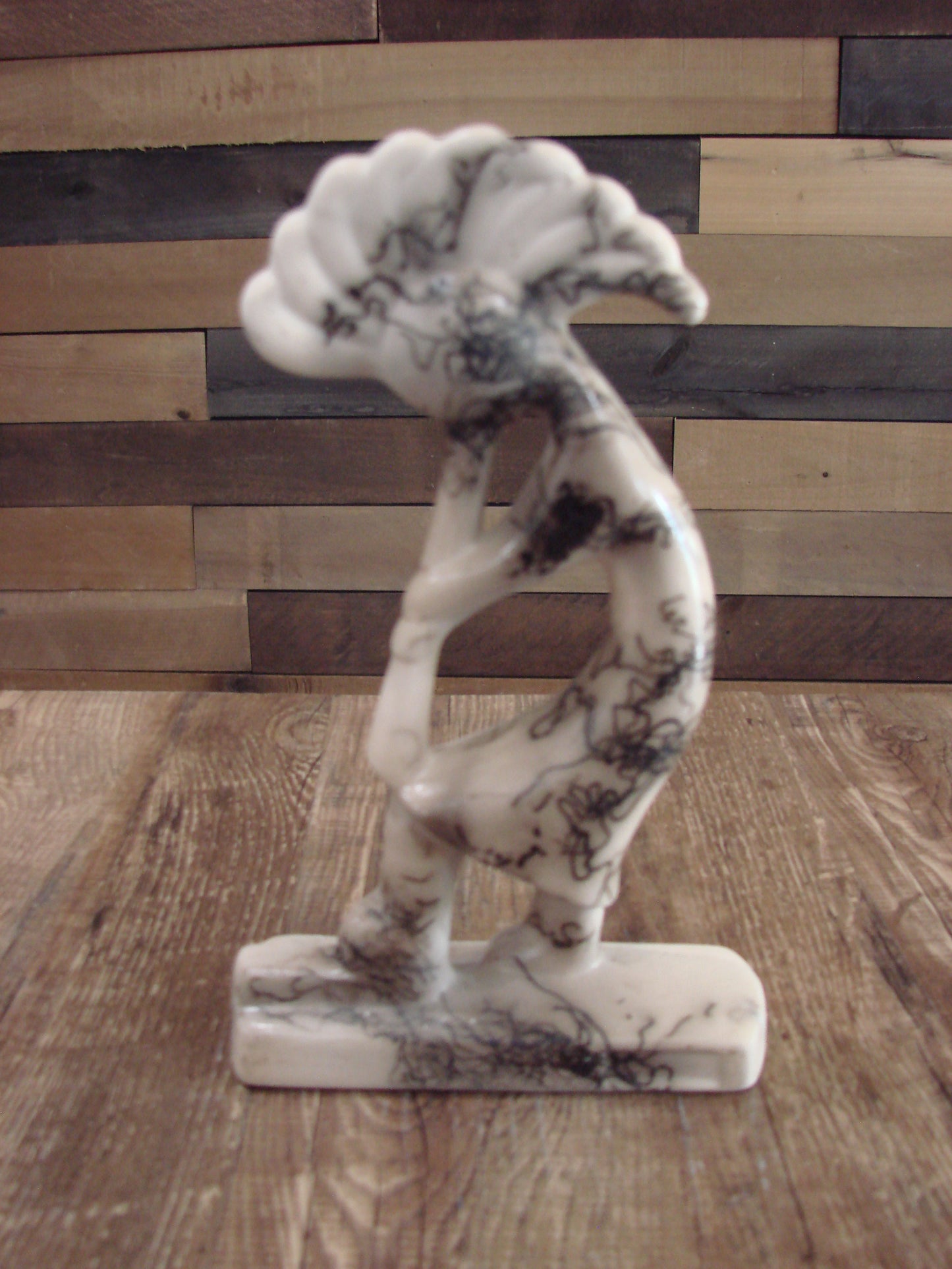Native American Pottery Horse Hair Kokopelli Sculpture by Vail