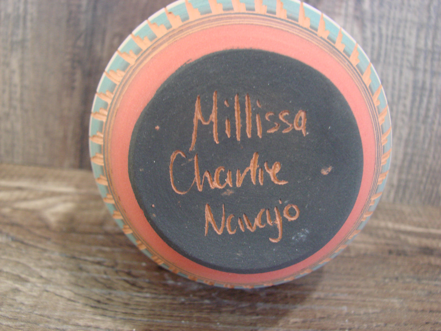 Small Native American Navajo Hand Etched & Hand Painted Pottery - Charlie