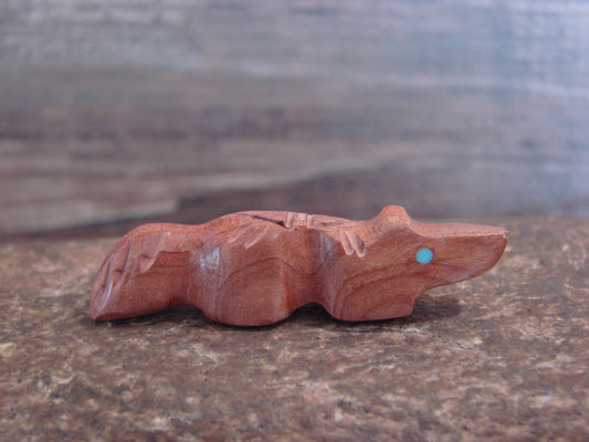 Native American Indian Hand Carved Cedar Wolf Fetish - B. Phillips