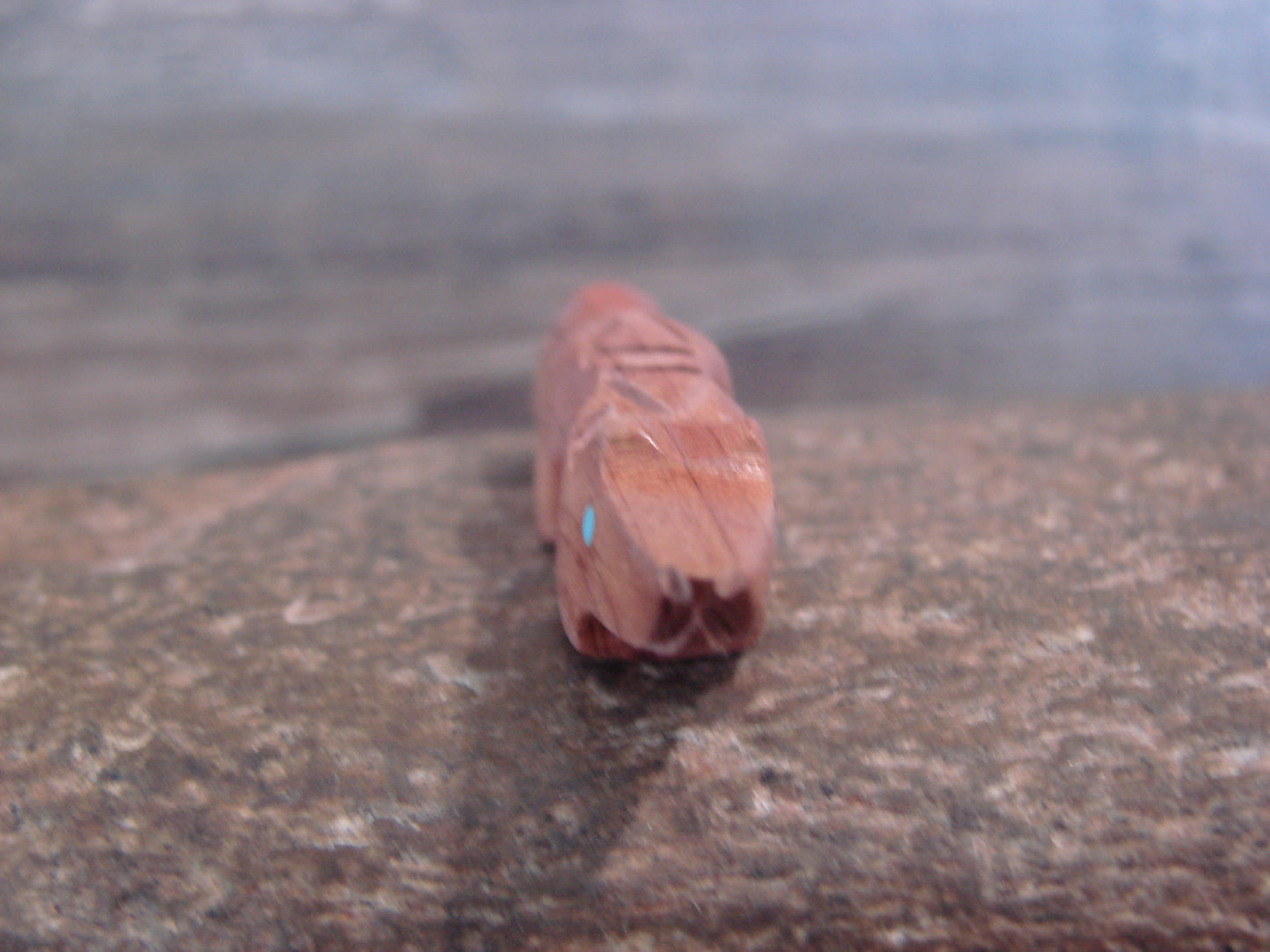 Native American Indian Hand Carved Cedar Wolf Fetish - B. Phillips