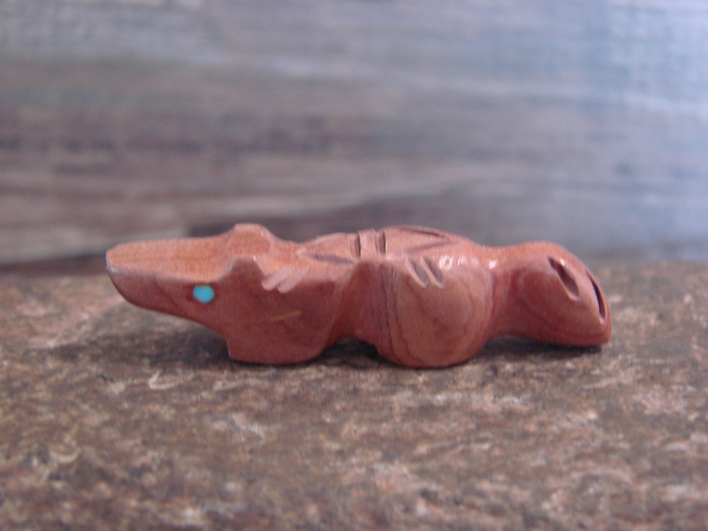 Native American Indian Hand Carved Cedar Wolf Fetish - B. Phillips