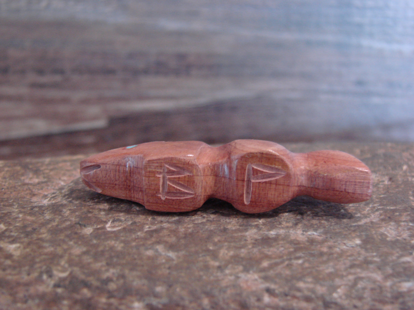 Native American Indian Hand Carved Cedar Wolf Fetish - B. Phillips