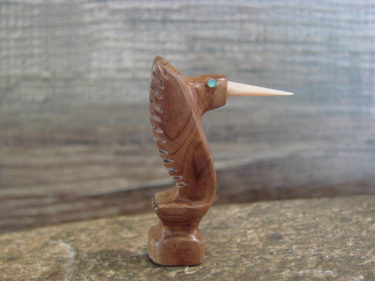 Native American Indian Hand Carved Cedar Hummingbird Fetish - B. Phillips