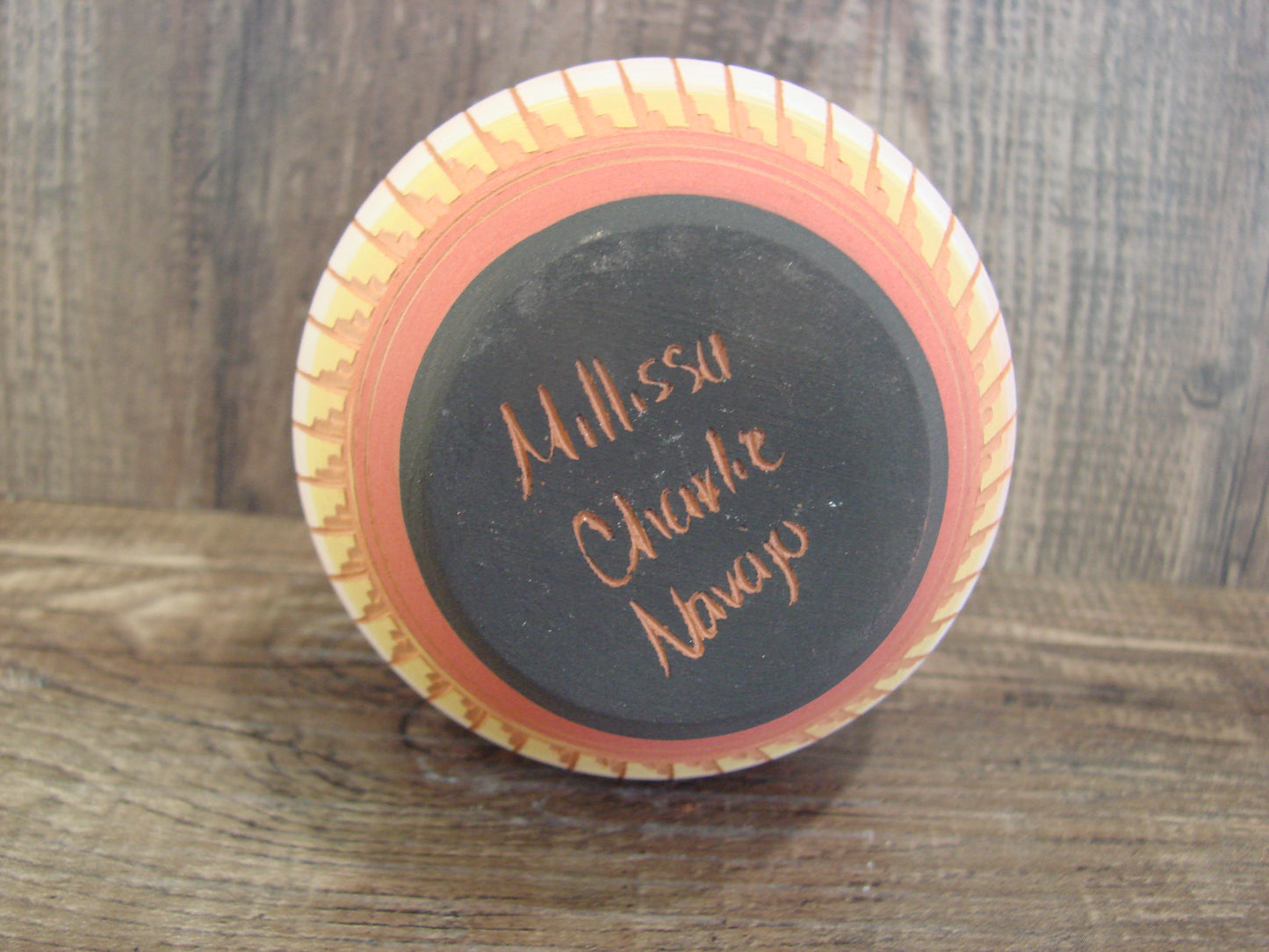 Small Native American Navajo Hand Etched & Hand Painted Pottery - Charlie