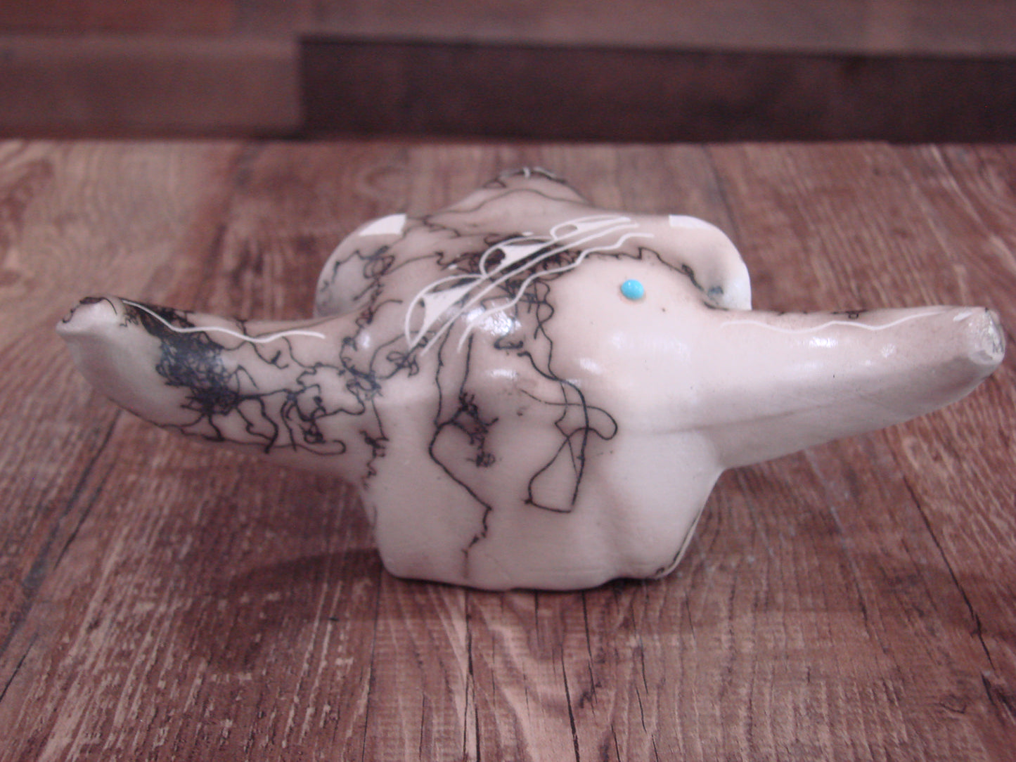 Native American Pottery Horse Hair Skull Sculpture by Vail