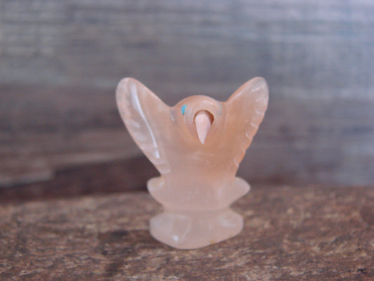 Native American Indian Hand Carved Rose Quartz Hummingbird Fetish - B. Phillips