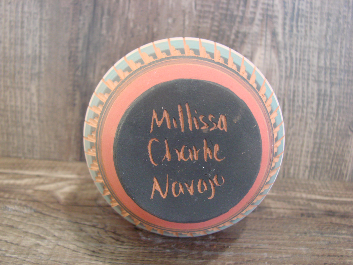 Small Native American Navajo Hand Etched & Hand Painted Pottery - Charlie