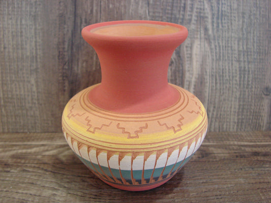 Small Native American Navajo Hand Etched & Hand Painted Pottery - Charlie