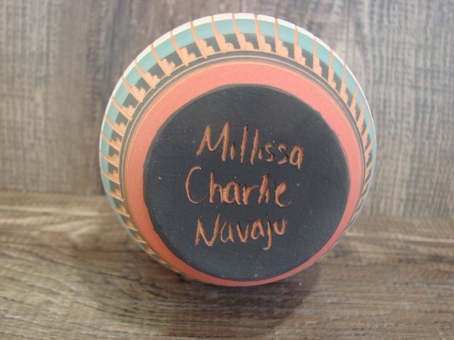 Small Native American Navajo Hand Etched & Hand Painted Pottery - Charlie