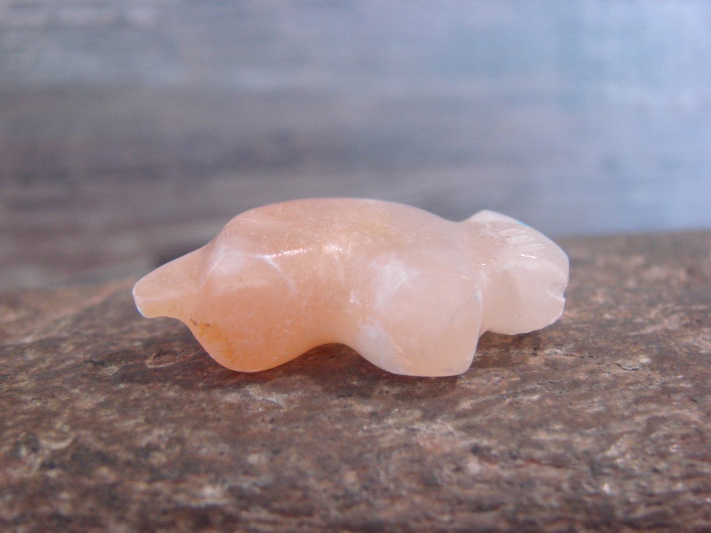 Native American Indian Hand Carved Rose Quartz Mole Fetish - B. Phillips