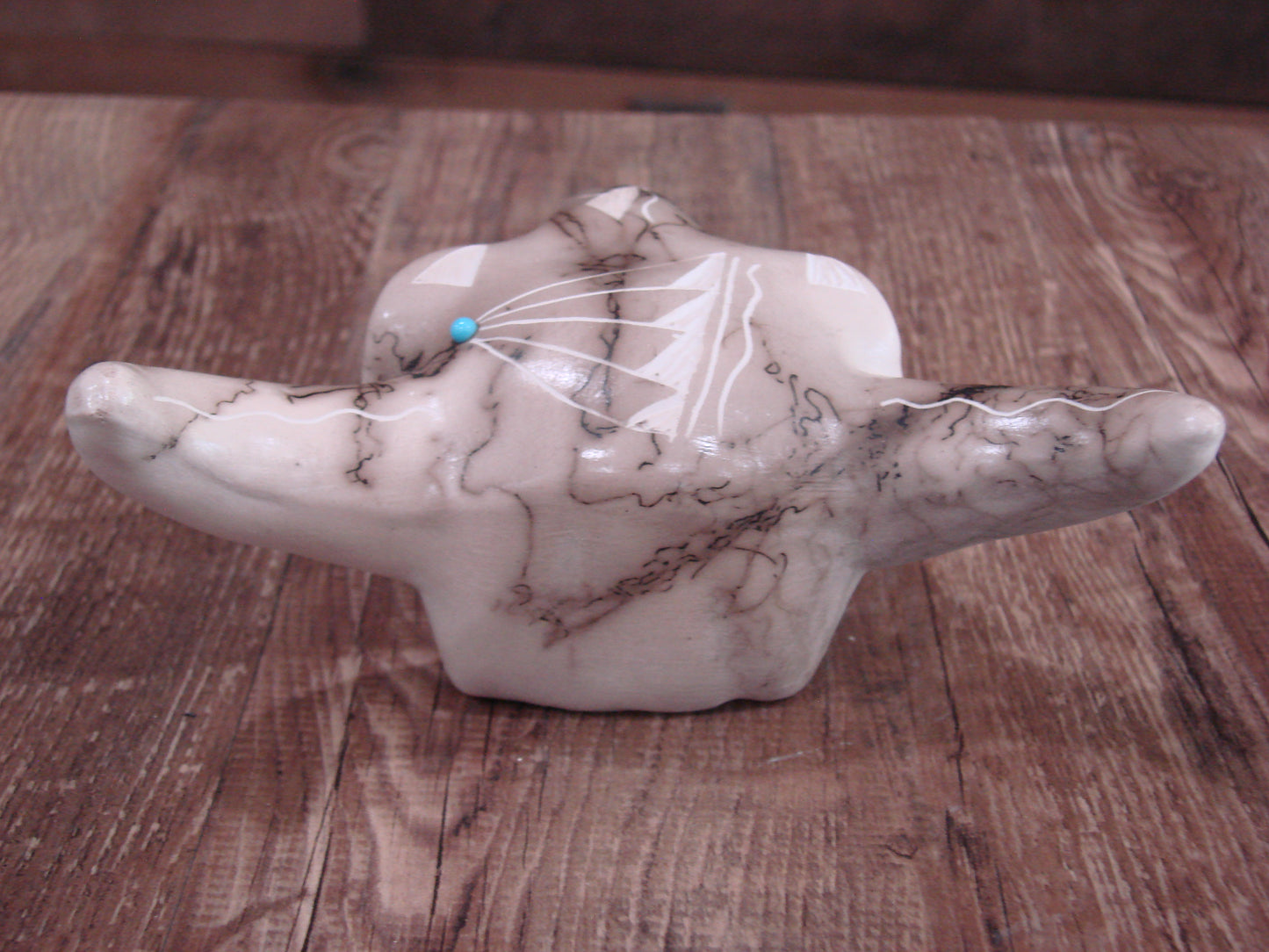 Native American Pottery Horse Hair Skull Sculpture by Vail
