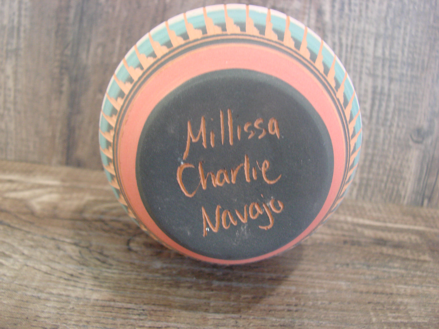 Small Native American Navajo Hand Etched & Hand Painted Pottery - Charlie