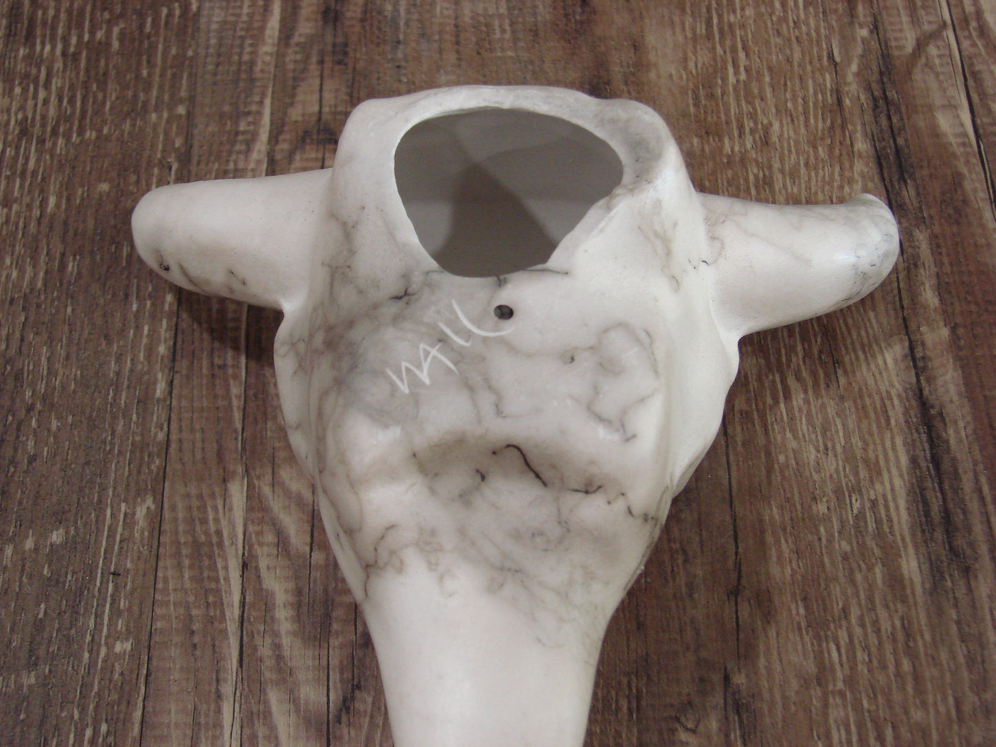 Native American Pottery Horse Hair Skull Sculpture by Vail