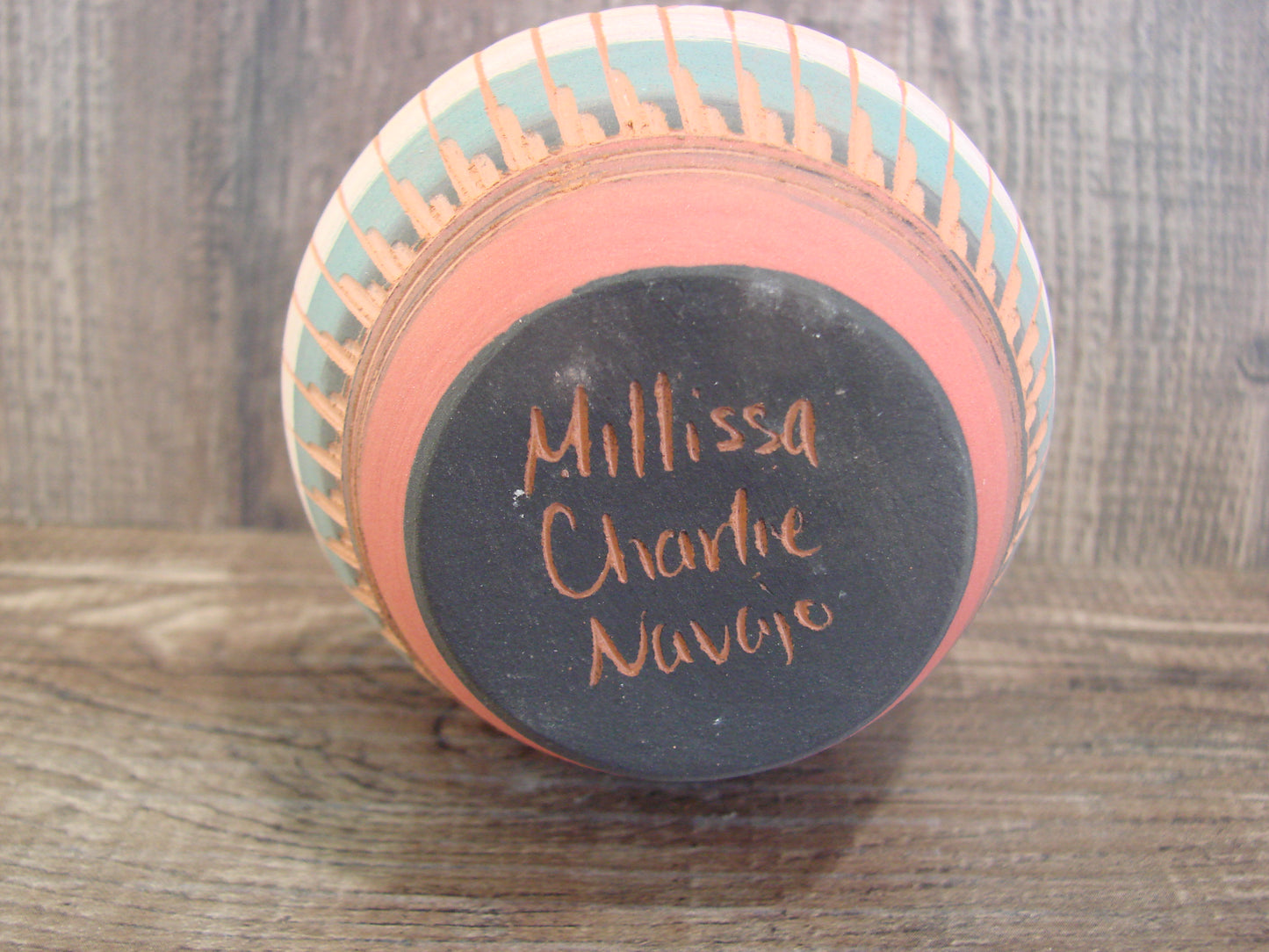 Small Native American Navajo Hand Etched & Hand Painted Pottery - Charlie