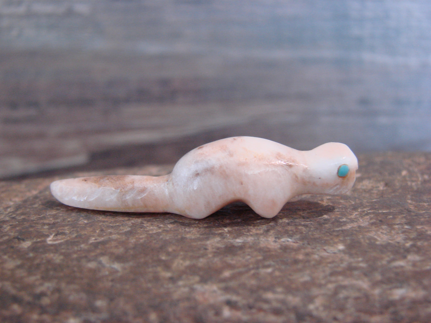 Native American Indian Hand Carved Rose Quartz Otter Fetish - B. Phillips