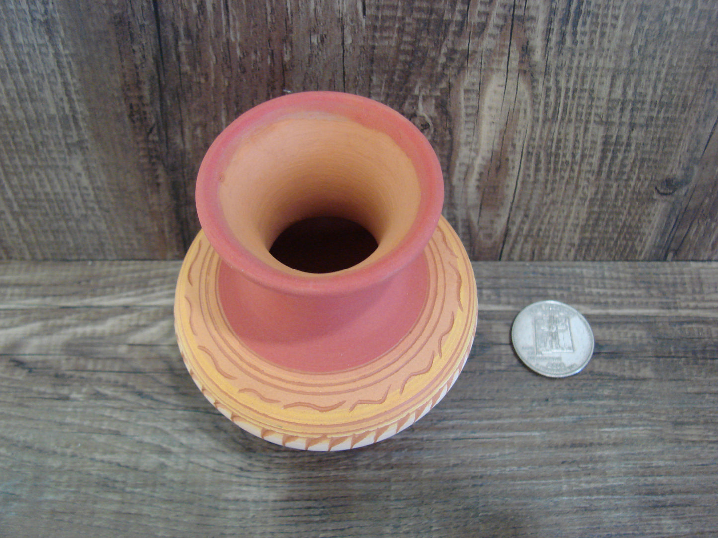 Small Native American Navajo Hand Etched & Hand Painted Pottery - Charlie