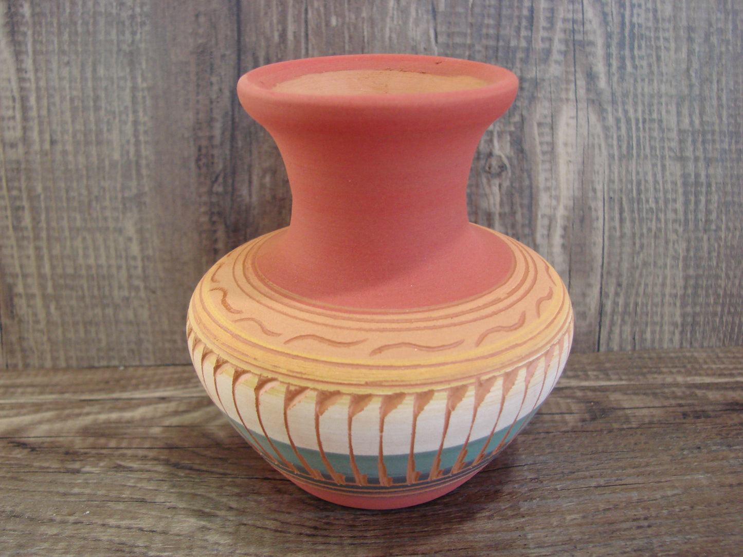 Small Native American Navajo Hand Etched & Hand Painted Pottery - Charlie