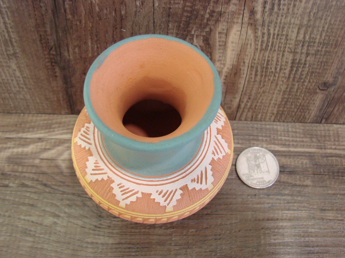 Small Native American Navajo Hand Etched & Hand Painted Pottery - Charlie