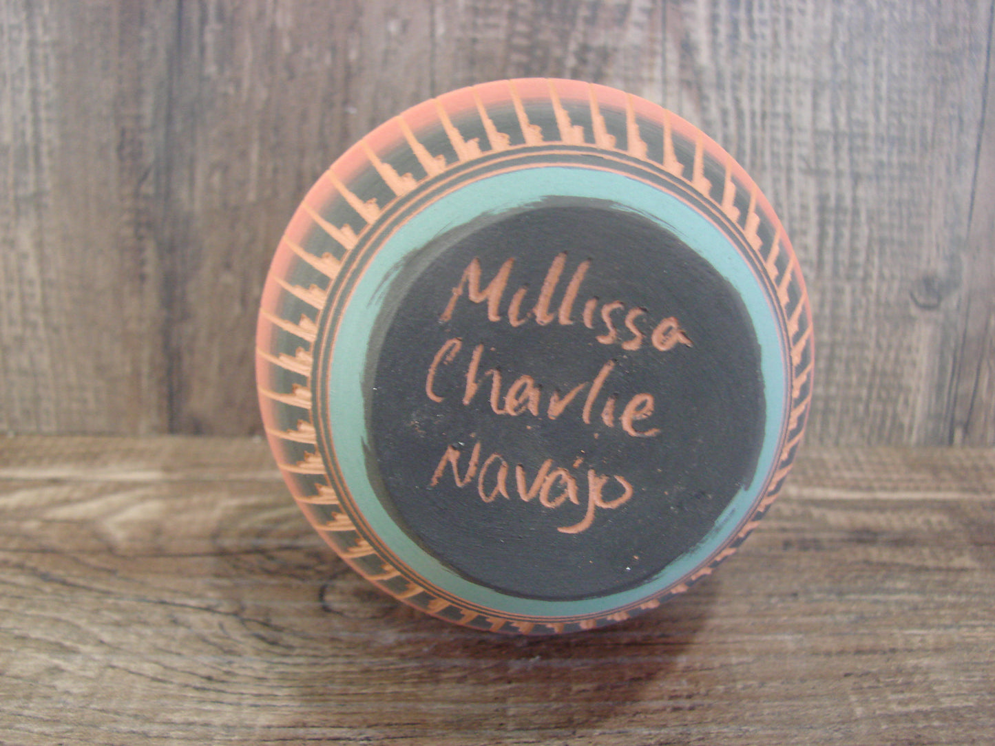 Small Native American Navajo Hand Etched & Hand Painted Pottery - Charlie