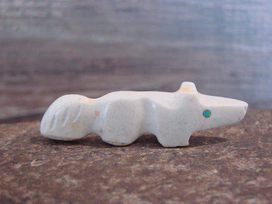 Native American Indian Hand Carved Fish Rock Wolf Fetish - B. Phillips