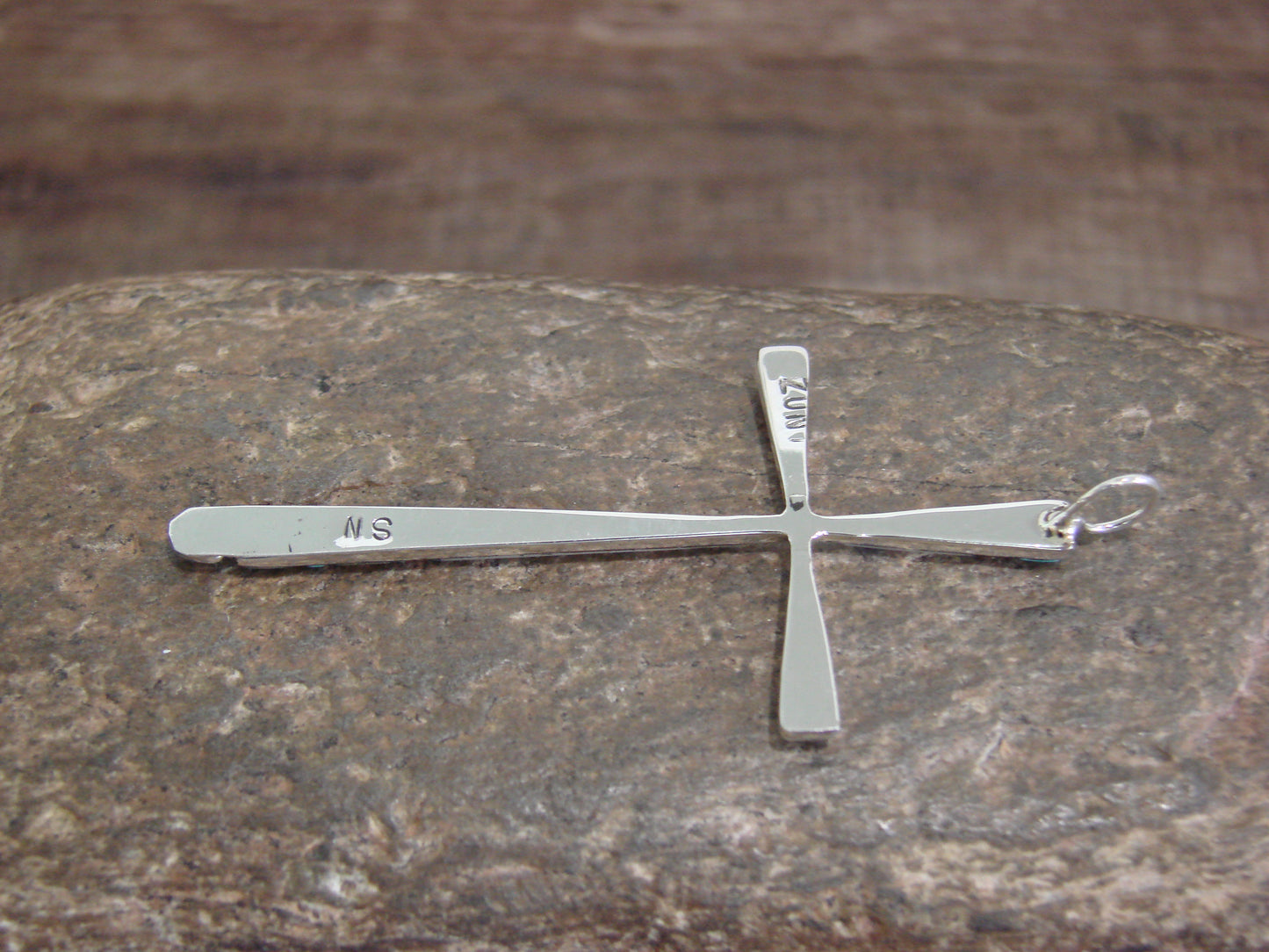 Native American Sterling Silver Multi Stone Inlay Cross Pendant by Noche