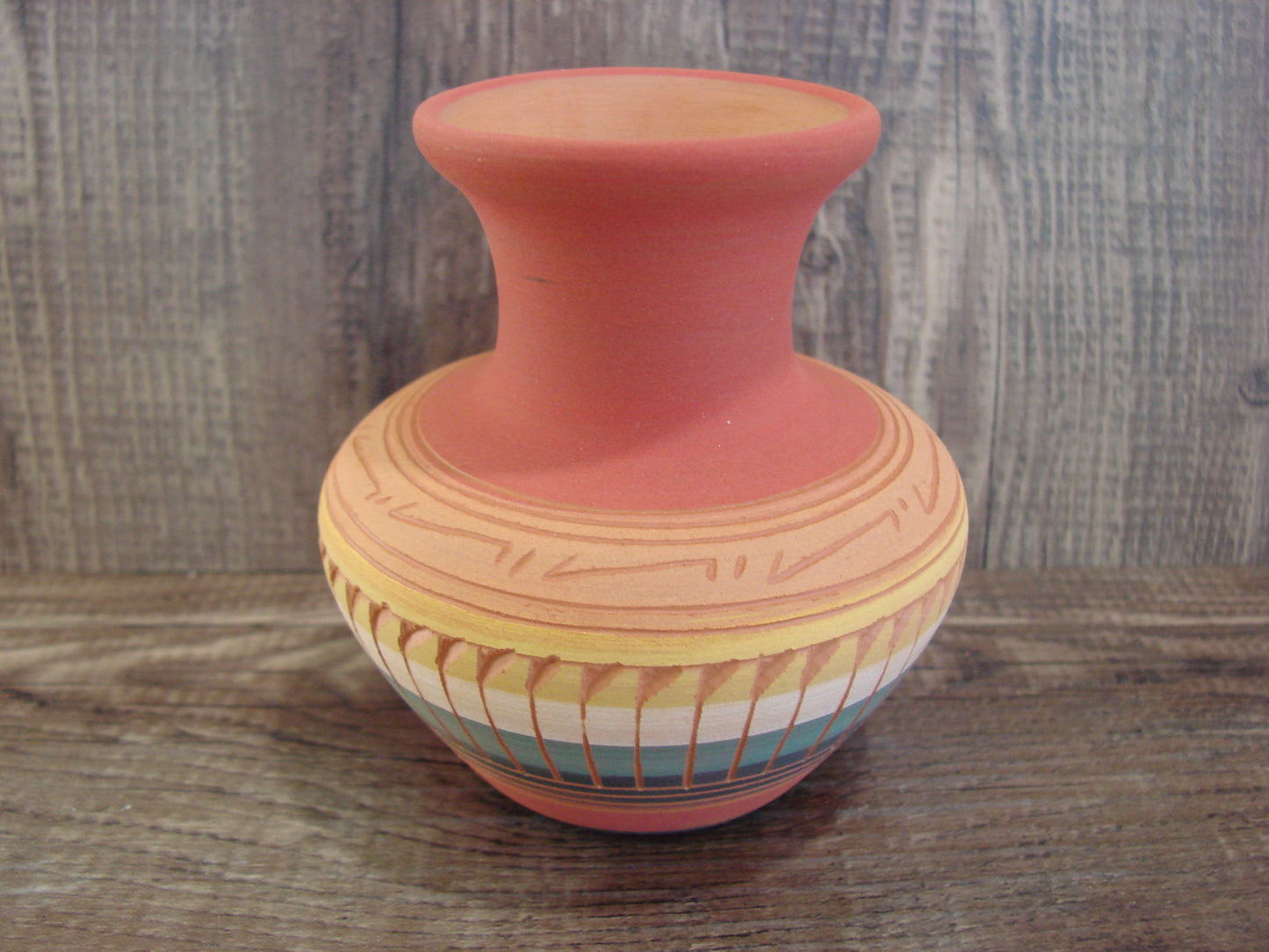 Small Native American Navajo Hand Etched & Hand Painted Pottery - Charlie