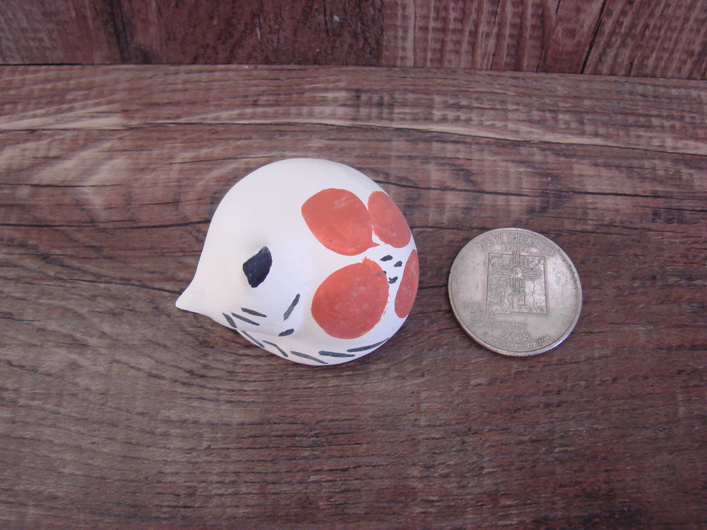 Small Native American Hand Painted Acoma Cat Desk Pet Pottery by Chino