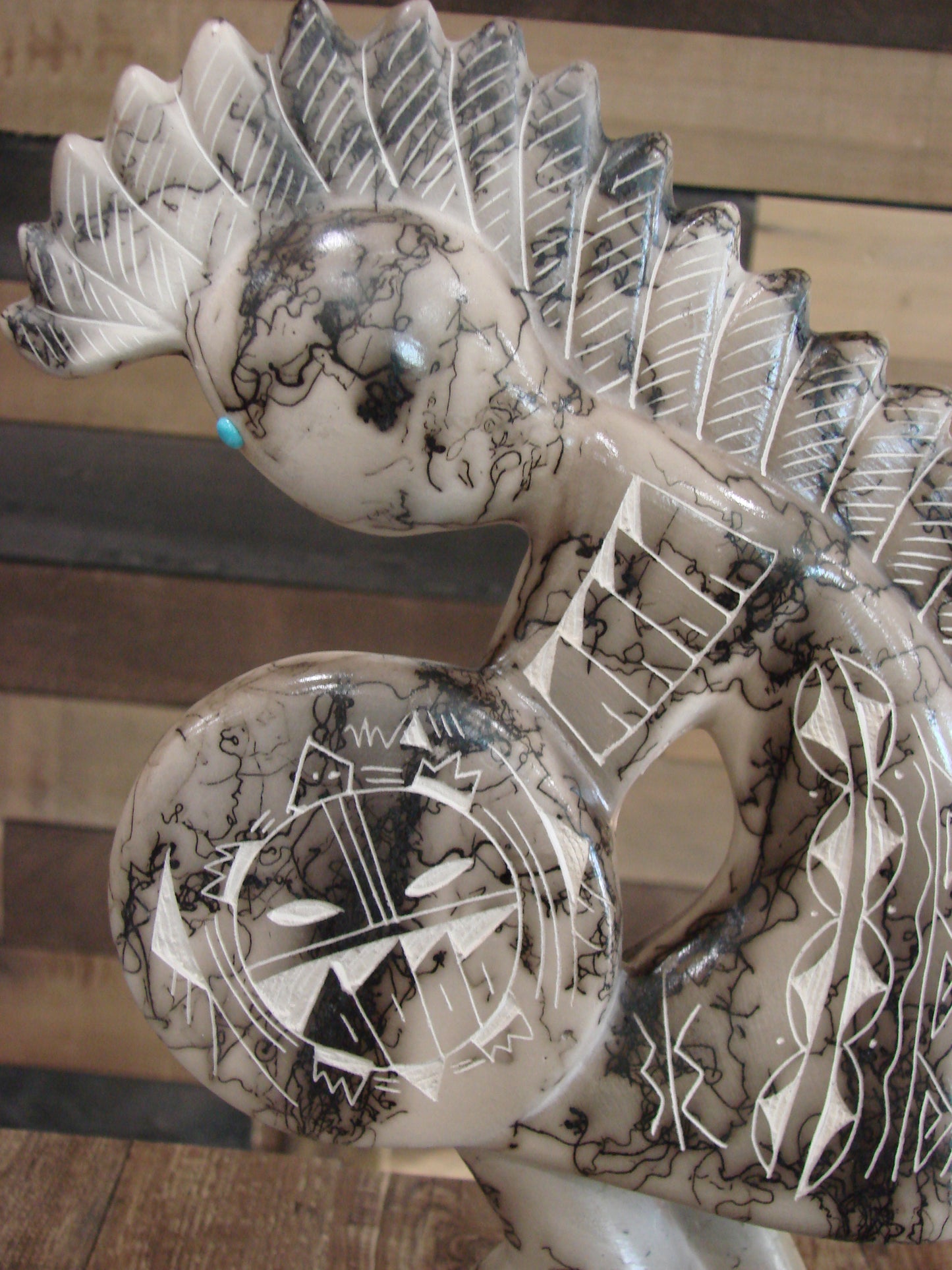 Native American Pottery Horse Hair Kokopelli Sculpture by Vail