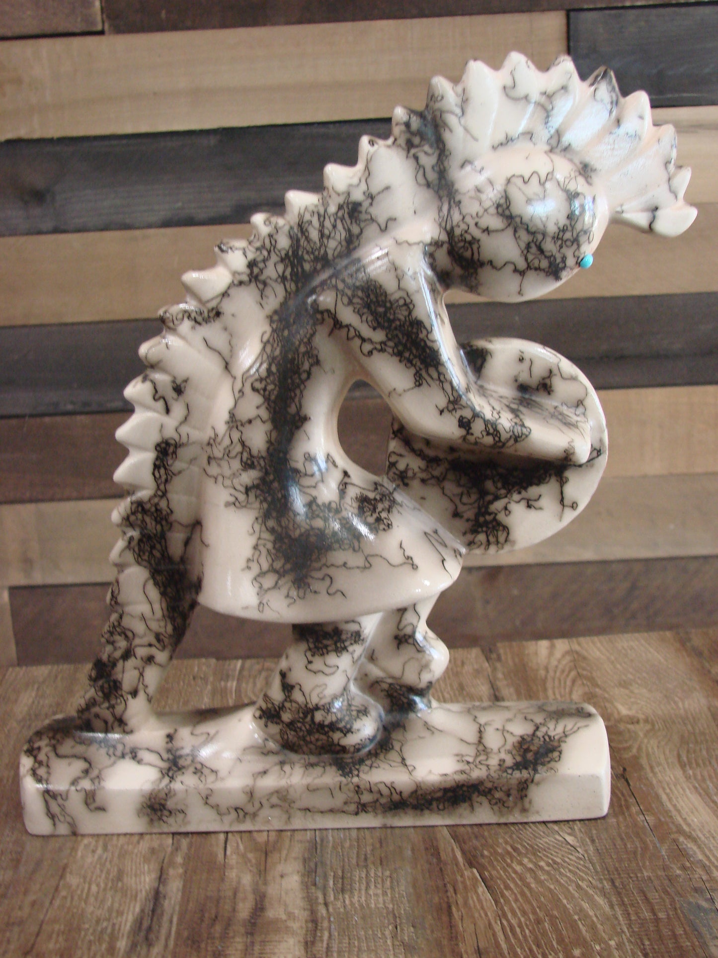 Native American Pottery Horse Hair Kokopelli Sculpture by Vail