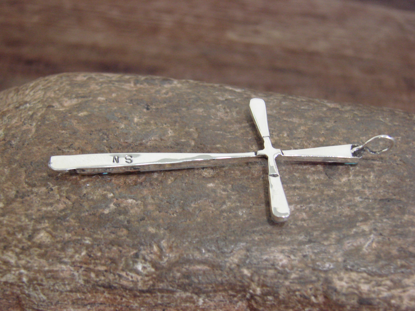 Native American Sterling Silver Multi Stone Inlay Cross Pendant by Noche