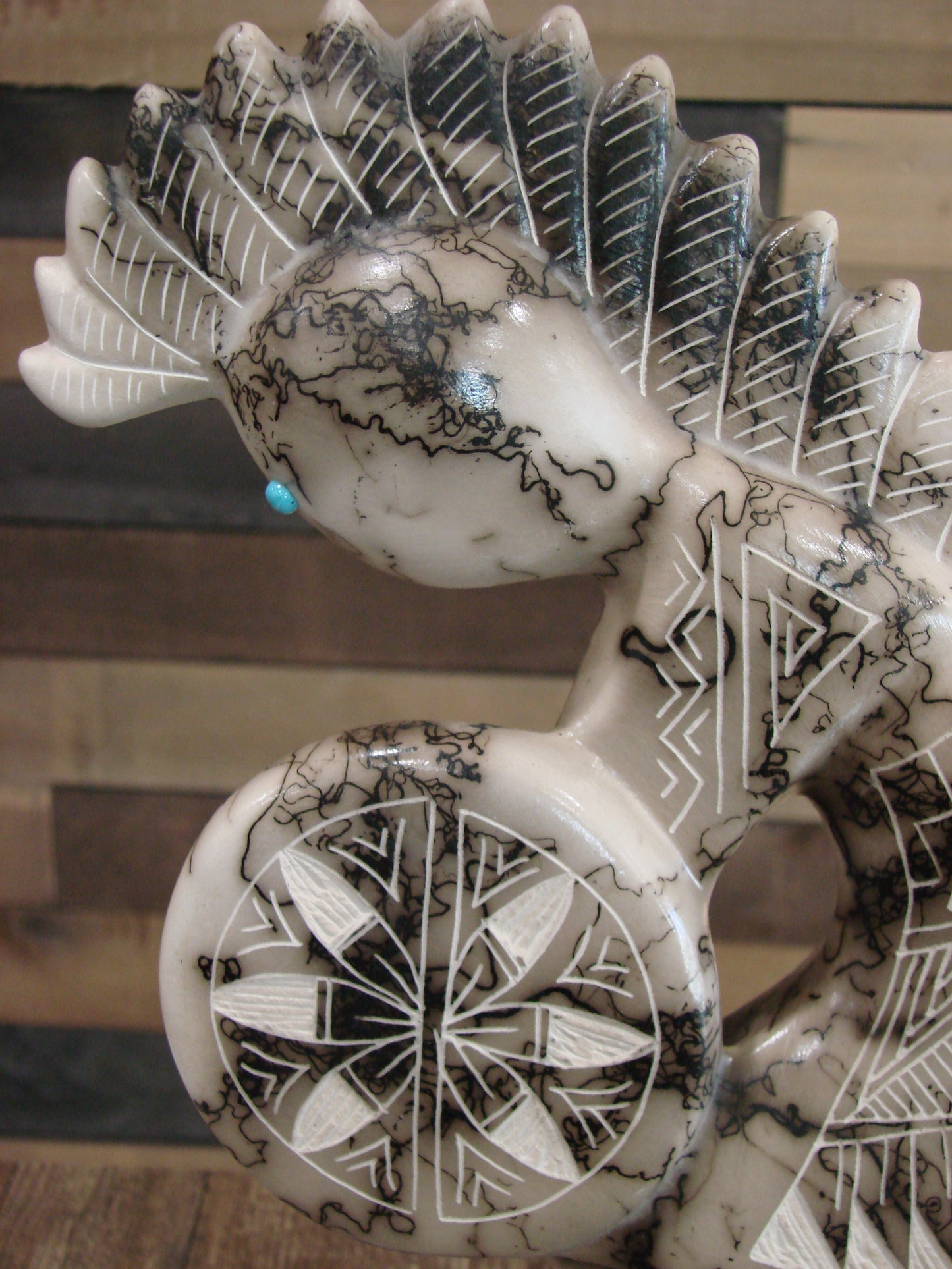 Native American Pottery Horse Hair Kokopelli Sculpture by Vail