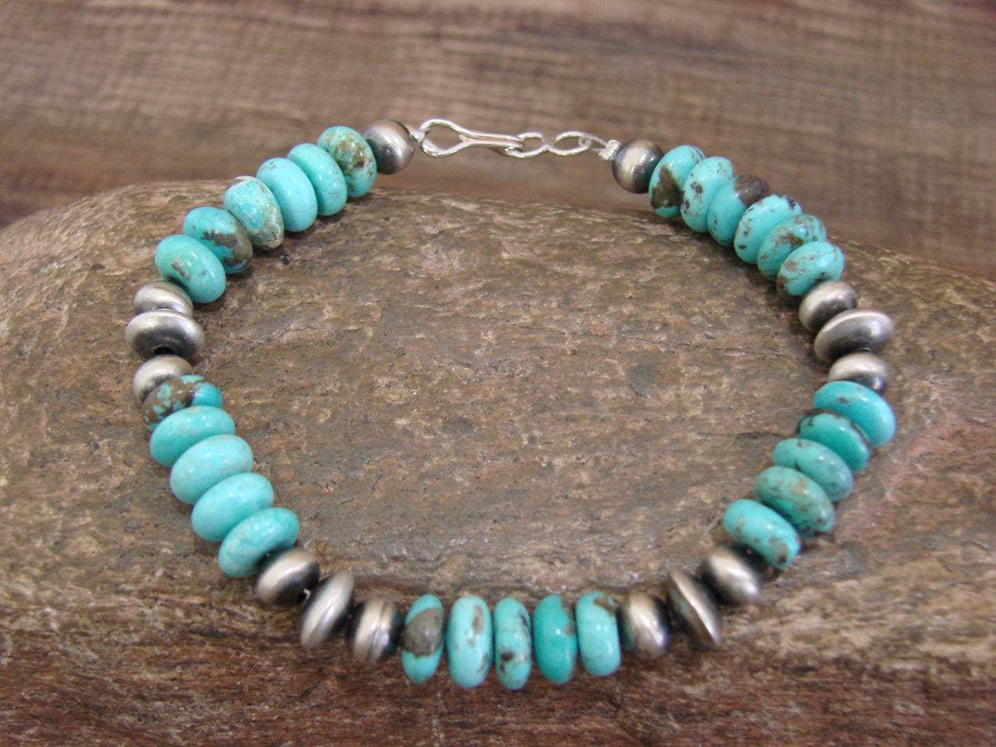 Native American Navajo Pearl & Turquoise Stone Bracelet by Jake