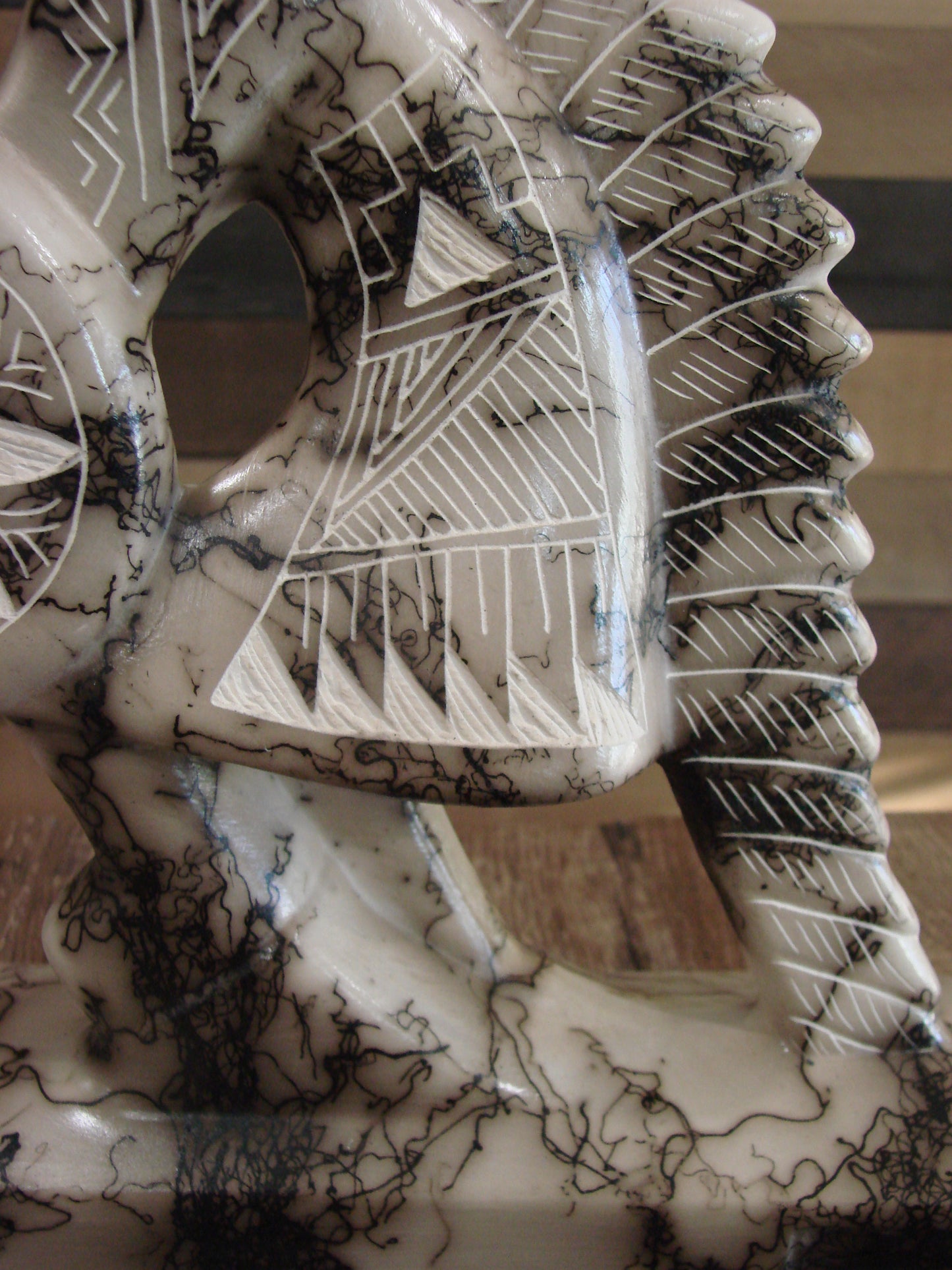 Native American Pottery Horse Hair Kokopelli Sculpture by Vail