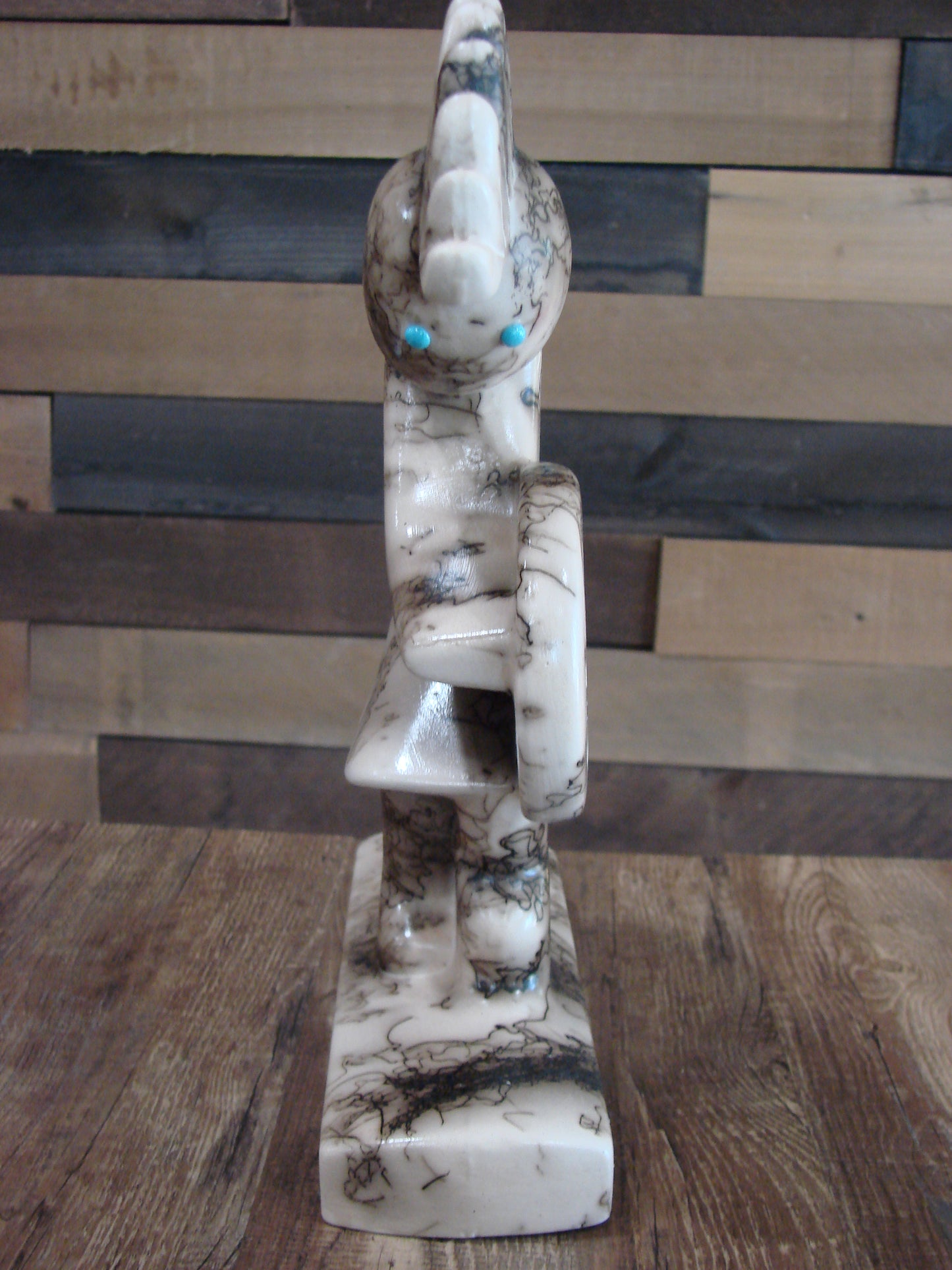Native American Pottery Horse Hair Kokopelli Sculpture by Vail