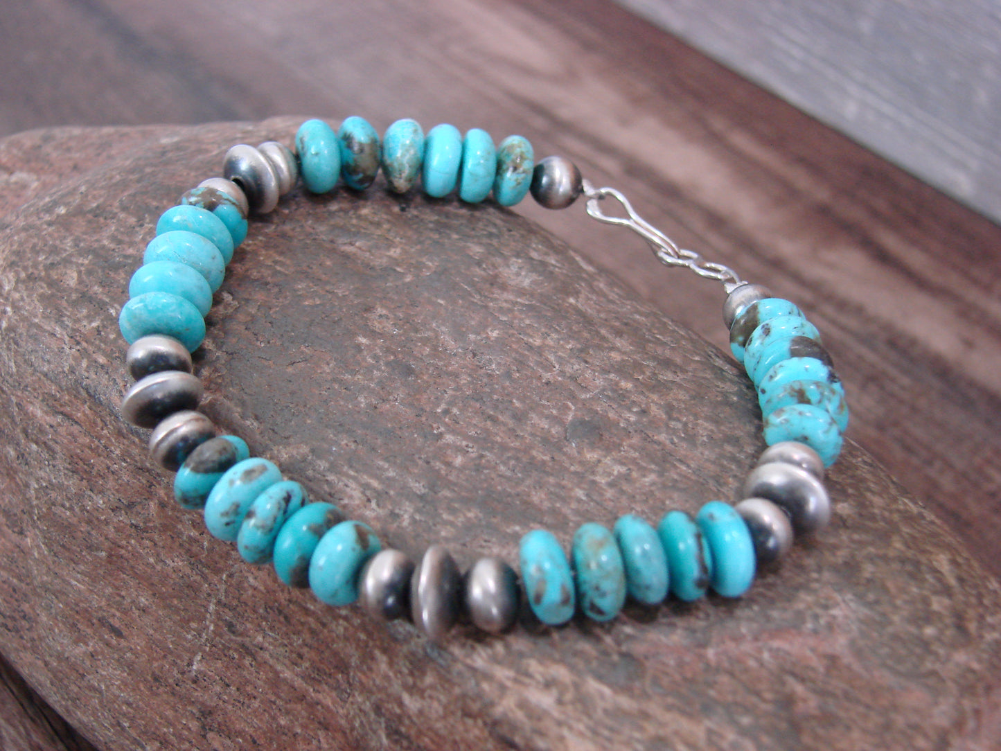 Native American Navajo Pearl & Turquoise Stone Bracelet by Jake