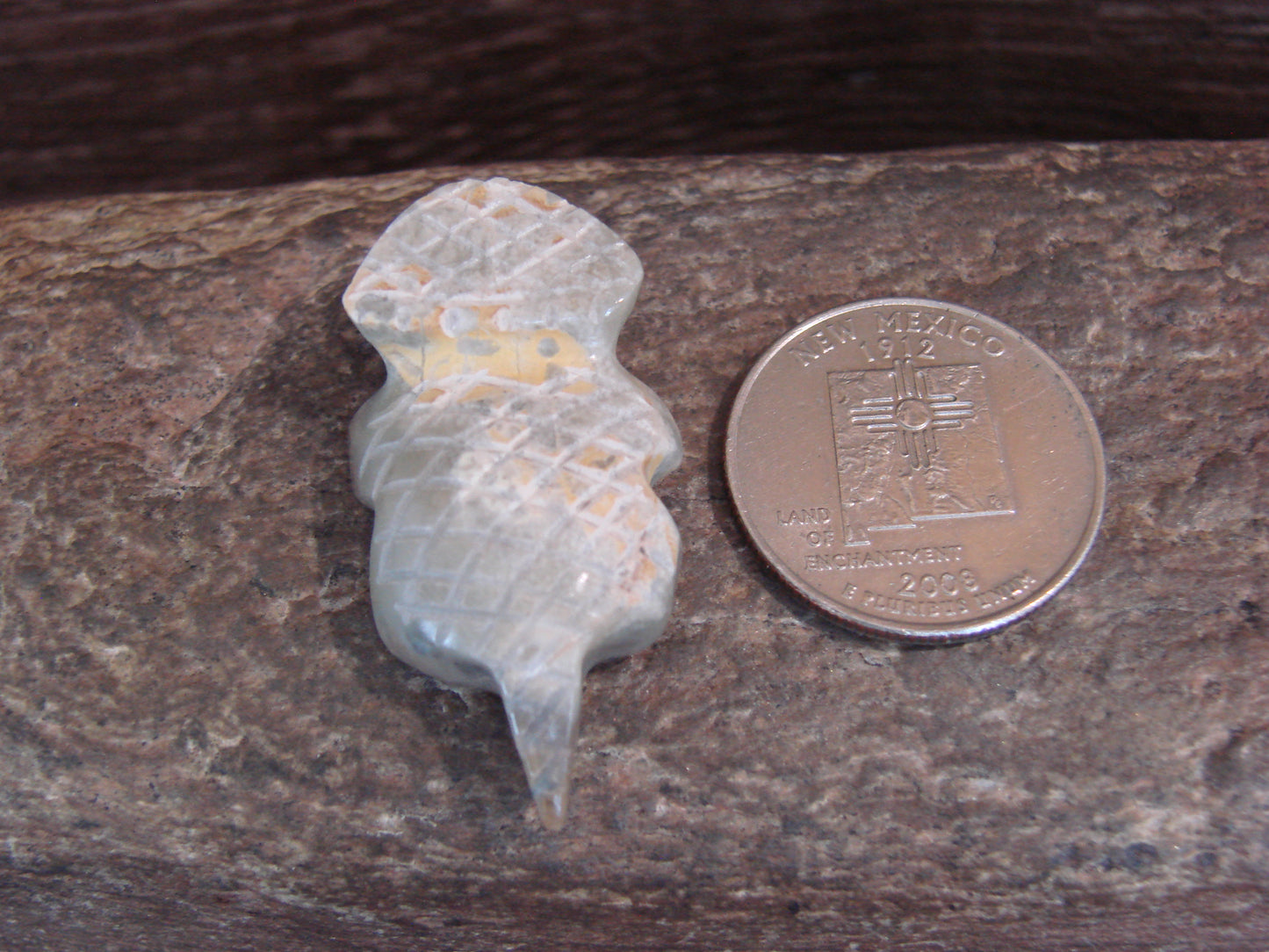 Native American Indian Hand Carved Picasso Marble Lizard Fetish - B. Phillips