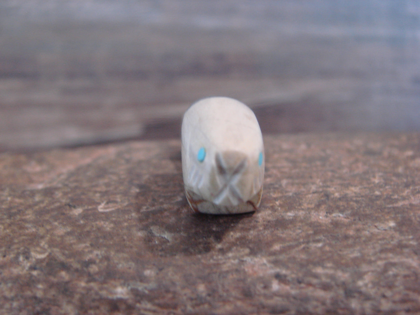 Native American Indian Hand Carved Picasso Marble Beaver Fetish - B. Phillips