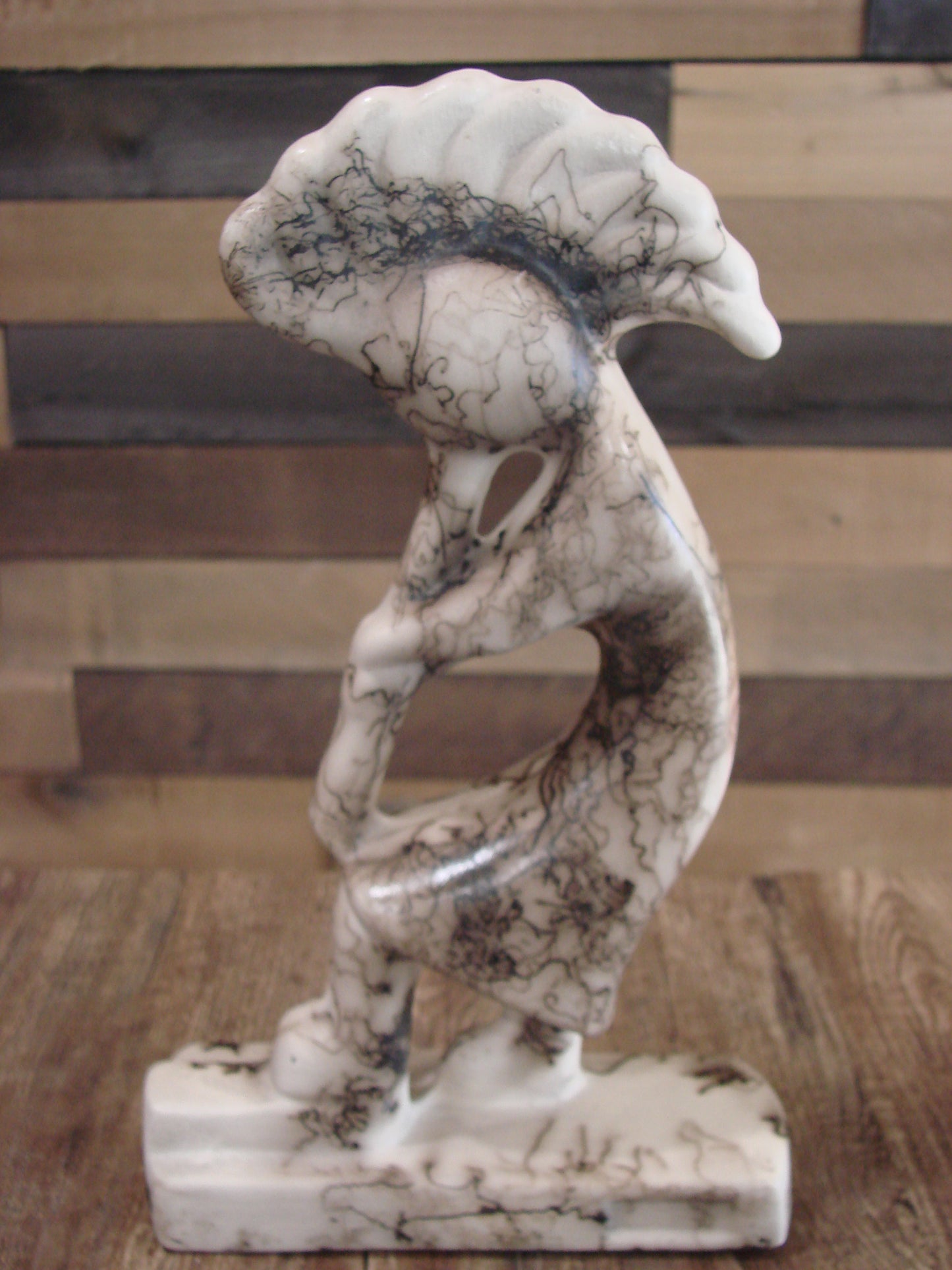Native American Pottery Horse Hair Kokopelli Sculpture by Vail