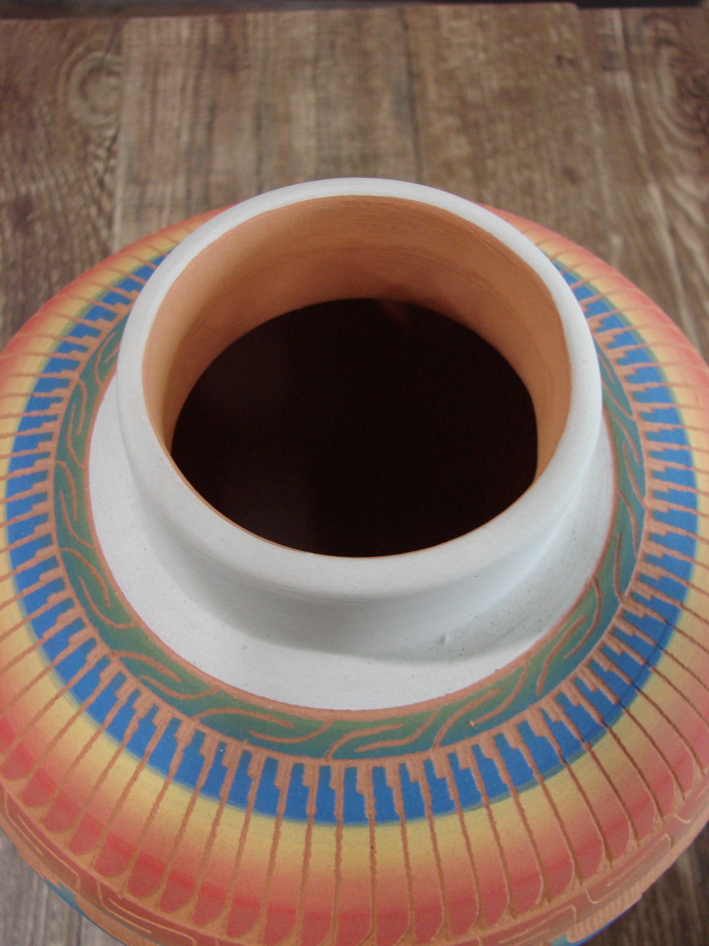 Native American Navajo Indian Hand Etched & Hand Painted Pottery - M. Charlie