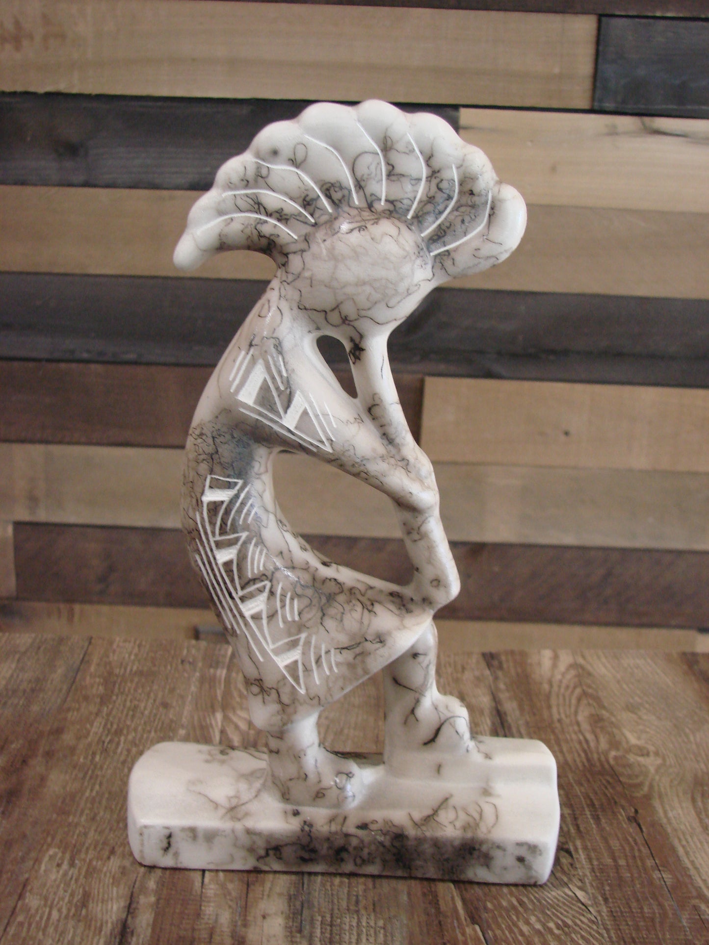 Native American Pottery Horse Hair Kokopelli Sculpture by Vail