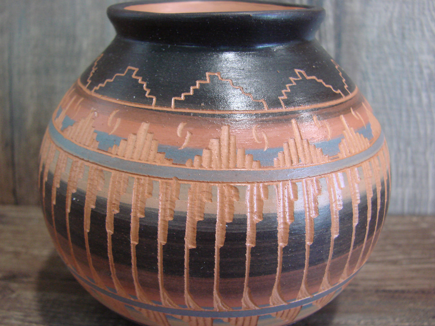 Native American Hand Etched & Hand Painted Pottery - Gilmore