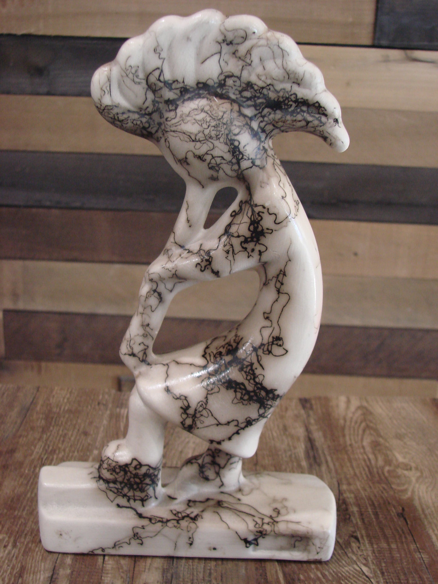 Native American Pottery Horse Hair Kokopelli Sculpture by Vail