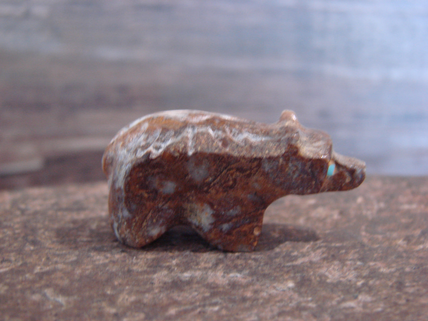 Native American Indian Hand Carved Picasso Marble Bear Fetish - B. Phillips