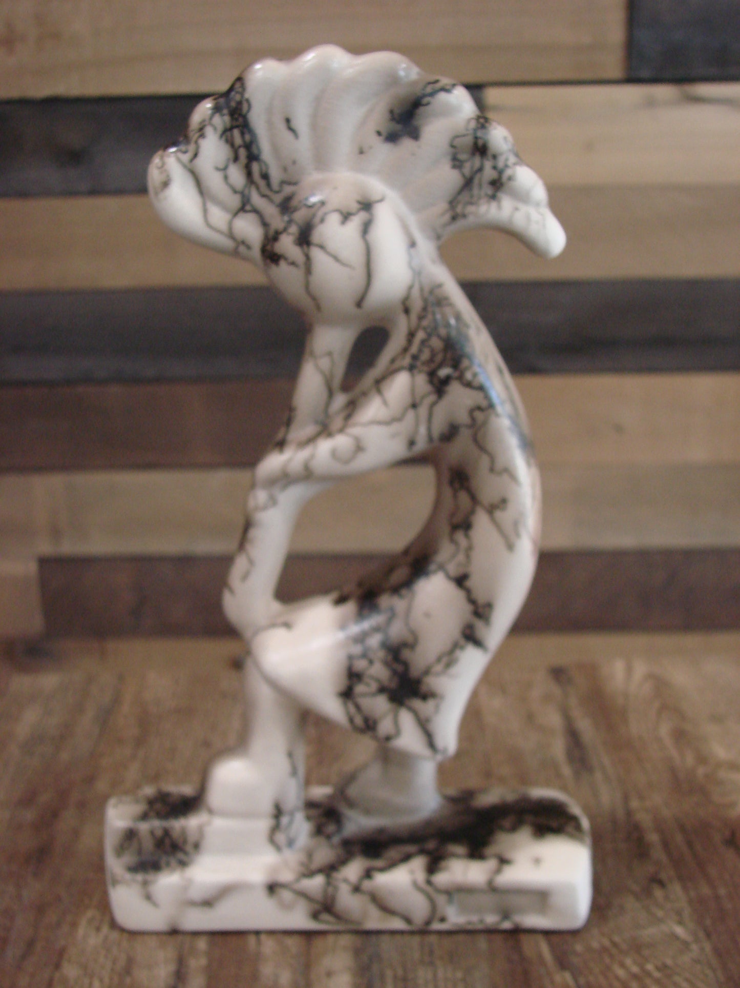 Native American Pottery Horse Hair Kokopelli Sculpture by Vail