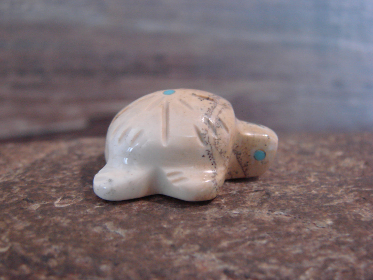 Native American Indian Hand Carved Picasso Marble Turtle Fetish - B. Phillips